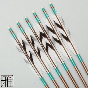 弓道 矢 ジュラルミン矢 6本組ターキー手描染羽 1913シャフト茶矧糸:緑系 【送料無料】翠山弓具店 suizanすいざんきゅうぐてん 【YA19422】