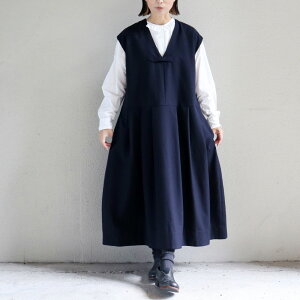 ASEEDONCLOUD AV[hNEh@Chimney ash wool Study uniform dress #navy yz