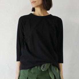 **2025a/w分到着** homspun ホームスパン　30/-天竺7分袖Tシャツ　#サラシ、サックス、ダークグリーン、ブラック、イエロー 【一枚の場合はネコポス便発送】