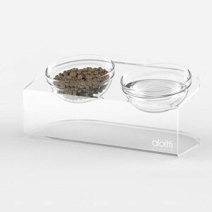 ペット用テーブル クリアガラスボール アクリル台 ダブル M+サイズ
