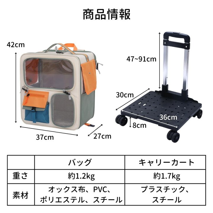 楽天市場】ペットキャリー リュック キャリーバッグ キャリーカート 