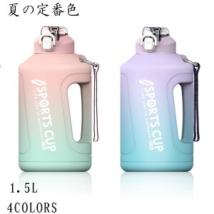 水筒1.5l 夏 大容量 運動 可愛い 目盛り付き ウォーターボトル ストロー付き水筒 タイムマーカー 携帯便利 漏れ防止 キッズ レディース 水筒 メンズ 直飲み 女の子 おしゃれ スポーツ かわい