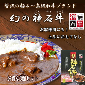 【高級手作り！幻の神石牛カレーお得な3個セット】ご当地 レトルト カレー ギフト セット お取り寄せ 送料無料 贈答 詰め合わせ 人気 美味しい お礼 お土産 内祝い 常温保存食品 ホテル カレー 買い回り 広島 神石高原 ビーフ カレー