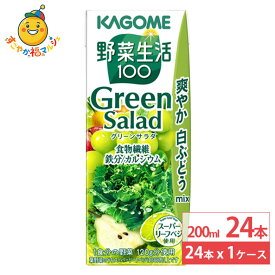 カゴメ 野菜生活100 グリーンサラダ 200ml×24本 野菜ジュース 食物繊維 鉄分 カルシウム スムージー 紙パック まとめ買い