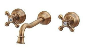 125-002-AB カクダイ 壁付2ハンドル混合栓(オールドブラス) 送料無料 複数買いでお値引き