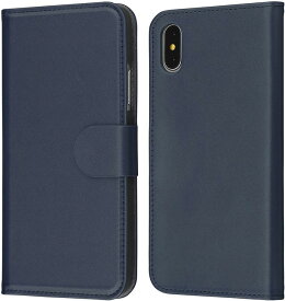 campino カンピーノ iPhoneXs iPhoneX ケース（5.8インチ）手帳型 ケース スリム設計 ネイビー ワイヤレス充電対応 マグネット開閉 カードポケット