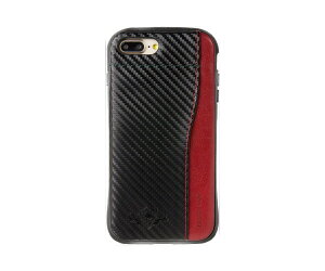 Natural design iPhone 8PLUS 7PLUS �i5.5�C���`�j �Ռ��z���w�ʃP�[�X FLAMINGO Black x Red �J�[�h�z���_�[�t �t���~���S