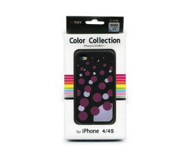 スマホケース カバー iPhone4 4s TMY ブラック ピンク 黒 ジャケット 水玉 ドット 液晶保護フィルム TMY カラーコレクション ソーダ CV-01BK