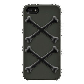 スマホケース カバー iPhoneSE(第一世代) 5 5s SwitchEasy ベナムブラック ブラック グレー 黒 灰色 ポリカーボネート PUラバー 帯電防止スクリーン保護フィルム（正面2枚・背面1枚） マイクロファイバークロス BONES SW-BONEI5-BK2