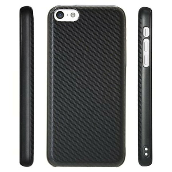 スマホケース カバー iPhone5c Bluevision ブラック 黒 ジャケット Apple EarPodsイヤホン専用シリコンカバー スクリーン保護フィルム 超極細繊維マイクロファイバークリーニングクロス 気泡除去用バブルリムーバー  Friend-S Carbon カーボン BV-FDS-IP5C-CA