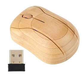 ワイヤレスマウス 2.4GHzバンブーワイヤレスオプティカルマウス木製USBレシーバー付きPCラップトップコンピューターノートブック用4ウェイローラー 木製 マウス 木 天然