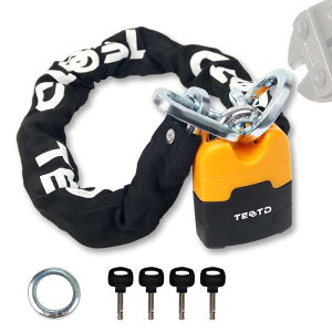 バイクロック 極太チェーンロック 0.9m 1.2m 自転車原付オートバイ盗難防止 頑丈 ブラック キー4本付き…
