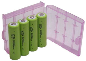 LEXEL 充電式ニッケル水素電池 単3形 4本パック(最小容量1900mAh、約1000回使用可能) ケース付き(色は選べません)