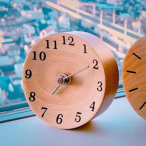 アナログ 置き時計 おしゃれ 丸い 木製 電池式 シンプル 手作り まるい時計 木目