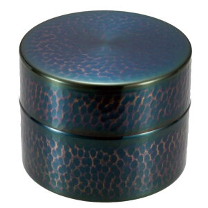 新光金属 茶筒 青銅仕上げ 中(容量:100g) 純銅青被仕上げ 鎚目茶筒 BC-304B