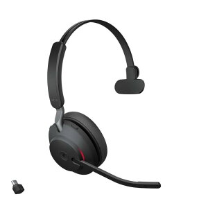 Jabra Evolve2 65 Wireless Headset ? Noise Cancelling Microsoft Teams Certified Mono Headphones with Long-Lasting Battery ? USB-C Bluetooth Adapter ? Black