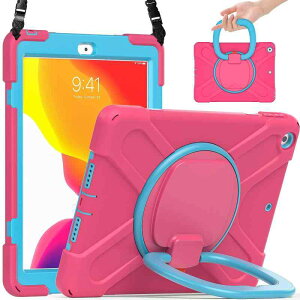 iPad 第8世代 ケース,iPad 10.2 ケース 2019/2020 耐衝撃 iPad 7世代 ケース 回転スタン シリコン、PC製 現場&戸外用 摩擦防止 iPad 10.2インチ ケース