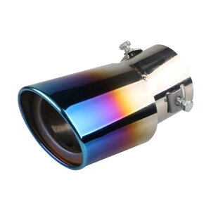 Beiwoer 汎用 マフラーカッター チタン焼き風 真円型 下向き 排気管 軽自動車 乗用車 後付け 外装パーツ口径63MM 取付直径38mmΦ-53mmΦ 取付ボルトネジ シングル 簡単取付 エアロパーツ 排気量1.5-2