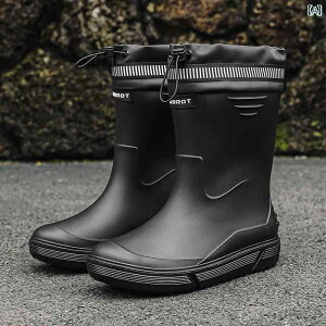 履きやすい 長靴 おしゃれ メンズ レインブーツ ミドル ファッション アウター ドローストリング テイクアウト ライダー 滑り止め 防水 シューズ キッチンワーク ゴム
