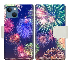 【送料無料】iPhone13mini アイフォン13ミニ アイホン13ミニ アイフォーン13ミニ 携帯ケース ケース手帳型 カバー スマホ 手帳 手帳型 スマホケース スマホカバー 花火 綺麗 夏 風物詩 和 和柄 和風 【花火夏の寺デザイン】