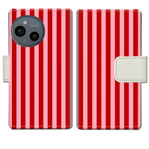 【送料無料】AQUOS sense9 SH-53E SHG14 A405SH SH-M29 docomo au softbank simフリー ケース 手帳型ケース カバー 手帳 手帳型 スマホケース スマホカバー 【レッドストライプデザイン】