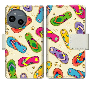 【送料無料】AQUOS sense9 SH-53E SHG14 A405SH SH-M29 docomo au softbank simフリー ケース 手帳型ケース カバー 手帳 手帳型 スマホケース スマホカバー 【海辺のサンダルデザイン】