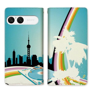 Xperia 10 VII SO-52F SOG16 A502SO XQ-FE44 ベルトなし 手帳型ケース ケース 手帳型 マグネット 帯なし スタンド機能 携帯ケース 虹 ターンテーブル DJ 【S-DJデザイン】