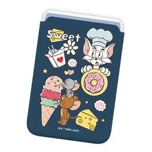 Tom and Jerry Sweet Food Party Magnetic Slide Card Case (MagSafe�݊�) ���[�i�[�E�u���U�[�X �L�����N�^�[ �J�[�h�P�[�X �J�[�h�z���_�[ iPhone 17e Air 17 Pro Max 16e 16 Plus 15 14 13 mini 12 �v���X �v�� �}�b�N�X �~�j 