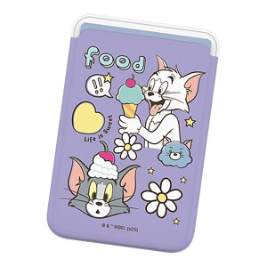 Tom and Jerry Sweet Food Party Magnetic Slide Card Case (MagSafe�݊�) ���[�i�[�E�u���U�[�X �L�����N�^�[ �J�[�h�P�[�X �J�[�h�z���_�[ iPhone 17e Air 17 Pro Max 16e 16 Plus 15 14 13 mini 12 �v���X �v�� �}�b�N�X �~�j 