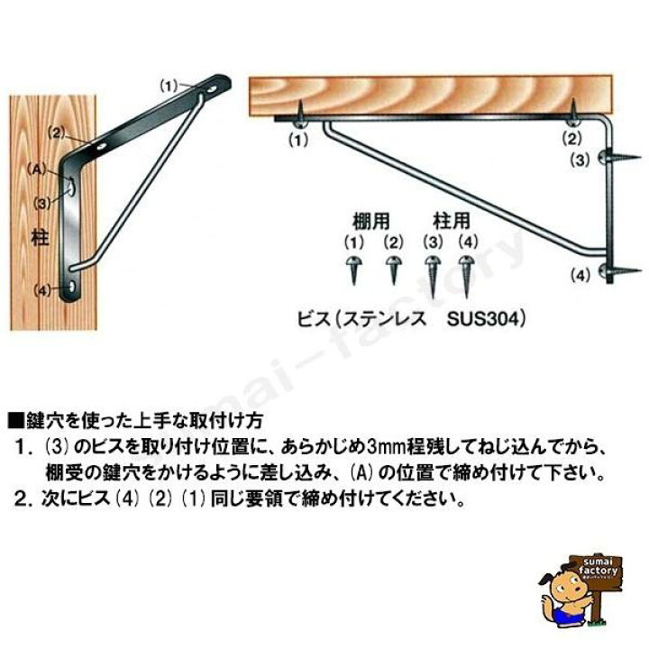 楽天市場】KGY ステンレス アーム棚受 270×135 : 住まいFACTORY 楽天市場店