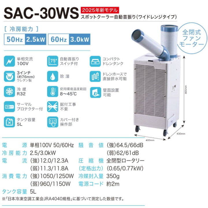 楽天市場】[SAC-30WS] スポットクーラー プレミアムシリーズ ワイド 