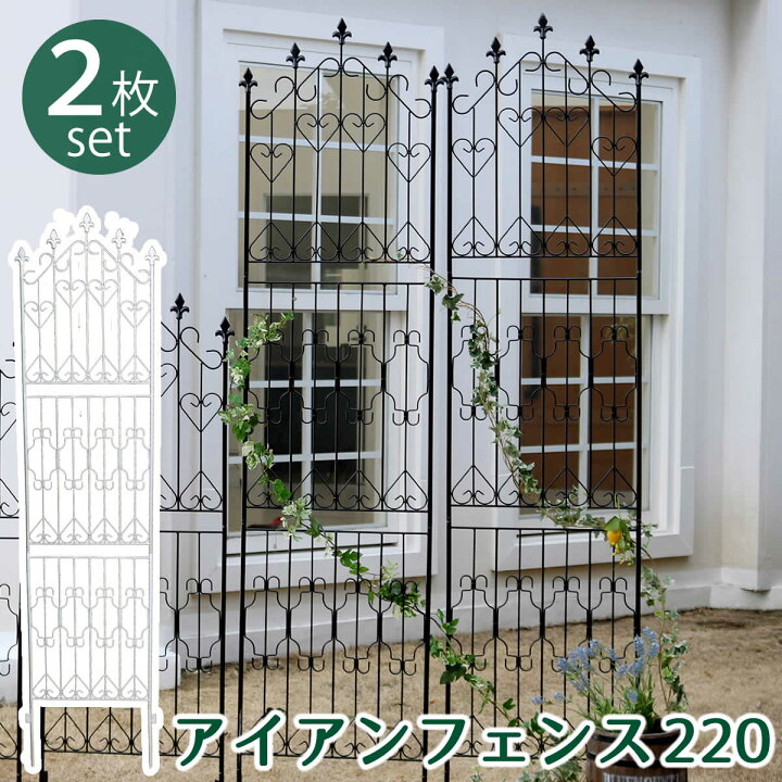 楽天市場 イングリッシュアイアンフェンス2 ハイタイプ 2枚組 送料無料 フェンス アイアン ガーデンフェンス フェンス 目隠し 屋外 白 アイアン アンティーク ガーデン アイアン 簡易 花壇 境界 フェンス 格子 柵 庭 フェンス 高さ2 Cm つるバラ トレリス バラ 誘引