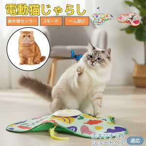 【10倍ポイント】エキゾチックショートヘア 猫 おもちゃ 電動 自動 猫じゃらし 一人遊び 動く玩具 羽付き 充電式 3モード 知育玩具 赤外線感知 複数ペット対応 ストレス解消 狩猟本能刺激 運