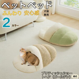 【10倍ポイント】ブリティッシュショートヘア(ゴールデン) ペットベッド 犬猫兼用 冬用 寝袋型 ふわふわ クッション 保温 防寒 洗える 小型犬 中型犬 猫用 室内 おしゃれ 北欧風 ソファ ハ