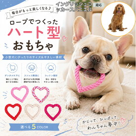 イングリッシュ・コッカー・スパニエル 犬用 おもちゃ ロープ ハート型 12cm 2cm 引っ張りっこ 持ってこい コミュニケーション 運動不足 解消 ペットトイ 室内 犬のおもちゃ レッド ピンク ホワイト
