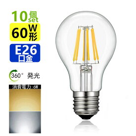 10個セット LED電球 E26 フィラメント 60W相当 電球色 昼光色 エジソンランプ クリアタイプ レトロランプ 電球色2700K 昼光色6000K