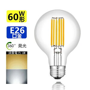 LEDd 60W E26 G80 {[d ی` tBg dF F 2700K 6000K GW\v NA^Cv gv {[  ی^