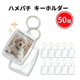 【★300円引きクーポン★お買い物マラソン限定 4月24日20時～】 ハメパチ キーホルダー アクリルキーホルダー オリジナルキット かんたん フォト キーホルダー 長方形 手作りキット 50個 セット 写真 アクセサリー クリア ハンドメイド 卒業記念 春のおすすめ商品