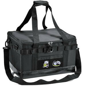 収納ボックス AVOFOREST アウトドアバッグ キャンプ コンテナ 32L/62L 仕切り板付 折りたたみ可能 大容量 ショルダーストラップ付き 軽量 持運び便利 車載収納 ソロキャンプ用 (32L ブラック)