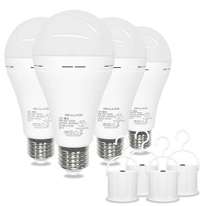 ORALUCE 防災電球 蓄電型LED電球 E26口金 8W 800lm 60W形相当 約4.5時間点灯可能 電球色 3000K 調光不可 停電時自動点灯ライト 停電しても消えない電球 スイッチ付き 充電式 ランタン 地震対策 台風対