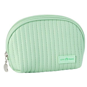 HiLiBoom 化粧ポーチ コンパクト 可愛い コスメポーチ 小さめ 縦型 持ち運び 旅行 化粧ぽーち 軽量 大人可愛い レディース 防水 PU (グリーン)