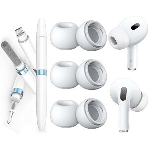 Jazolmky イヤーピース AirPods Pro 第1/2世代対応 イヤーピース シリコンイヤーチップ 遮音性 滑り止め 柔らかい 耳垢ガード フィット感 脱落防止 3 in 1イヤホン掃除道具付き 多機能airpods掃除道具