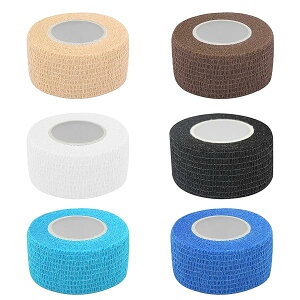 RICISUNG 自着性テープ テーピング 6巻入 2.5cm*4.5m 自己粘着性 伸縮包帯 粘着包帯 弾性包帯 柔軟な包帯 通気性 伸縮性強い 筋肉 関節サポート