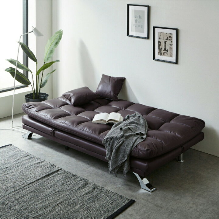 楽天市場】後藤家具 3WAYソファベッド ファブリックレザー シンプル 