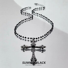 ネックレス レディース クロス ロングネックレス 十字架 ブラックホワイト 4color アクセサリー ロックファッションV系 ギャル ハロウィン コスプレ イベント