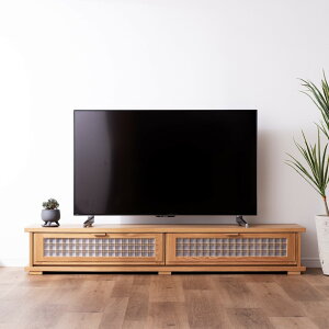 テレビ台 テレビボード ローボード 完成品 幅175 組子 組子細工 枡格子 マス格子 格子縞 リビング 収納 和モダン 和 和風 TV台 175cm 175センチ 木製 天然木 オーク ベージュ 大型 高級