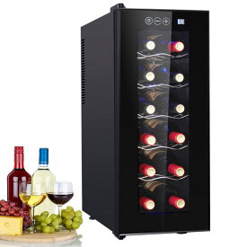 【送料無料】ワインセラー 12本収納 33L 8℃~18℃ コンプレッサー式 ワインクーラー 省エネ 小型 家庭勤務用 ワイン ワインボトル 冷温庫 デザイン家電 自宅用 部屋 静か 静音 ワイン庫 ブラック