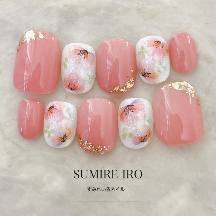 楽天市場】ネイルチップ ブライダル つけ爪｜かわいい ピンク 水彩  