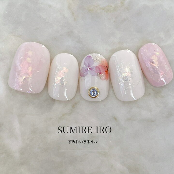 楽天市場 ネイルチップ つけ爪 かわいい デザイン ブライダル ショート ロング シンプル 成人式 Nail プレゼント 母 短い爪 小さい爪 大きい爪 ベリーショート ちび爪 結婚式 ウェディング 付け爪 ジェルネイル ピンクマーブル水彩フラワーシェルホロネイル すみれ