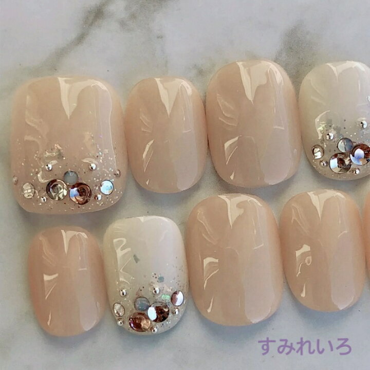 楽天市場 ネイルチップ サイズオーダーネイルチップ 成人式ネイルチップ ブライダルネイルチップ 大人ネイル 結婚式 卒業 入学 ショートネイルチップ シンプルネイルチップ ネイルチップ通販 短い 小さな爪 オーバル ラウンド ピンクベージュホロラメ
